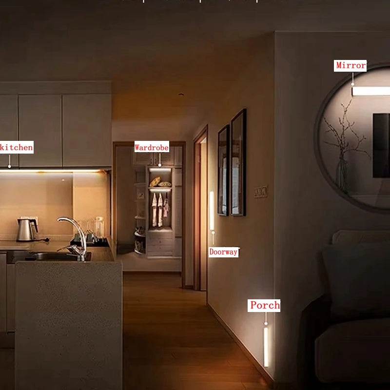 MaisonVerde® Rechargeable LED Motion Sensor Light – Wireless Night Light for Wardrobes, Stairs, Kitchen | Type-C Charging, 3-Mode Backlight