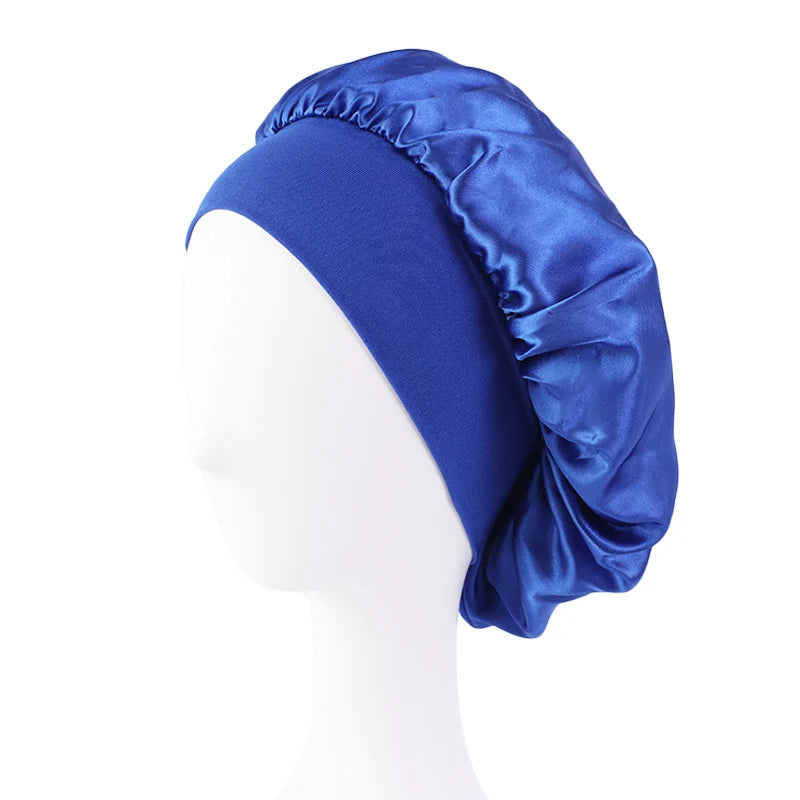MaisonVerde® Unisex Satin Hair Bonnet – Wide-Brim Night Sleeping & Bathing Cap | Elastic Band Head Wrap for Hair Care & Protection
