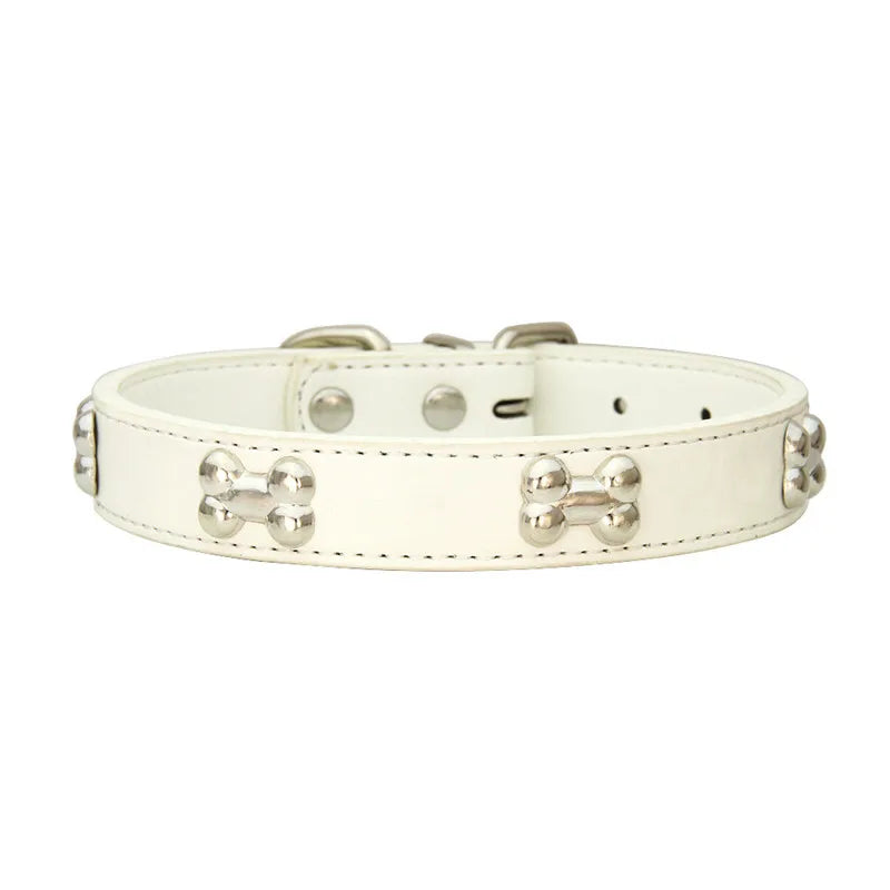 Bone Leather Durable Pet Dog Collar – Adjustable, Stylish & Comfortable for Small to Large Dogs