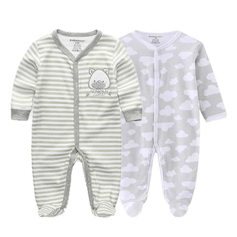 MaisonVerde® Kiddiezoom 2-Piece Baby Romper Set – 100% Cotton Long Sleeve Jumpsuit (0–12 Months)