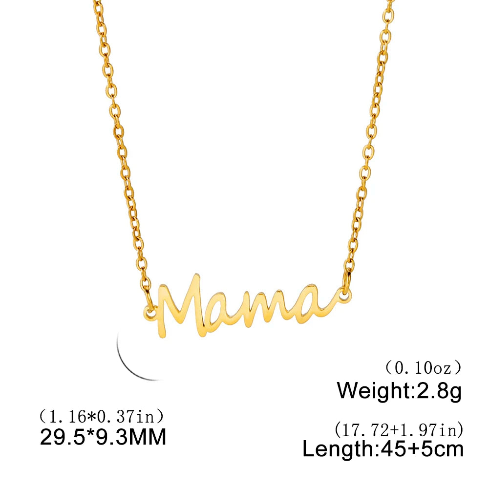 MaisonVerde® "Mama" Heart Pendant Necklace – Stainless Steel Love Letter Jewelry Gift for Women | Elegant Mother’s Day Necklace