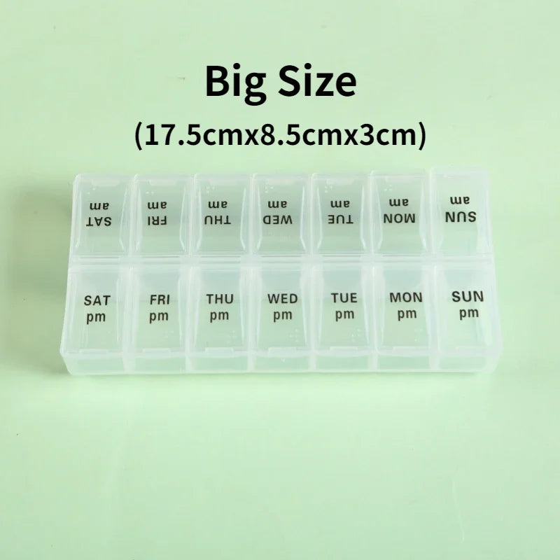 MaisonVerde® Weekly Travel Pill Organizer – 7-Day Compact Pill Box with 14 Compartments | AM/PM Storage for Vitamins, Tablets & Fish Oils