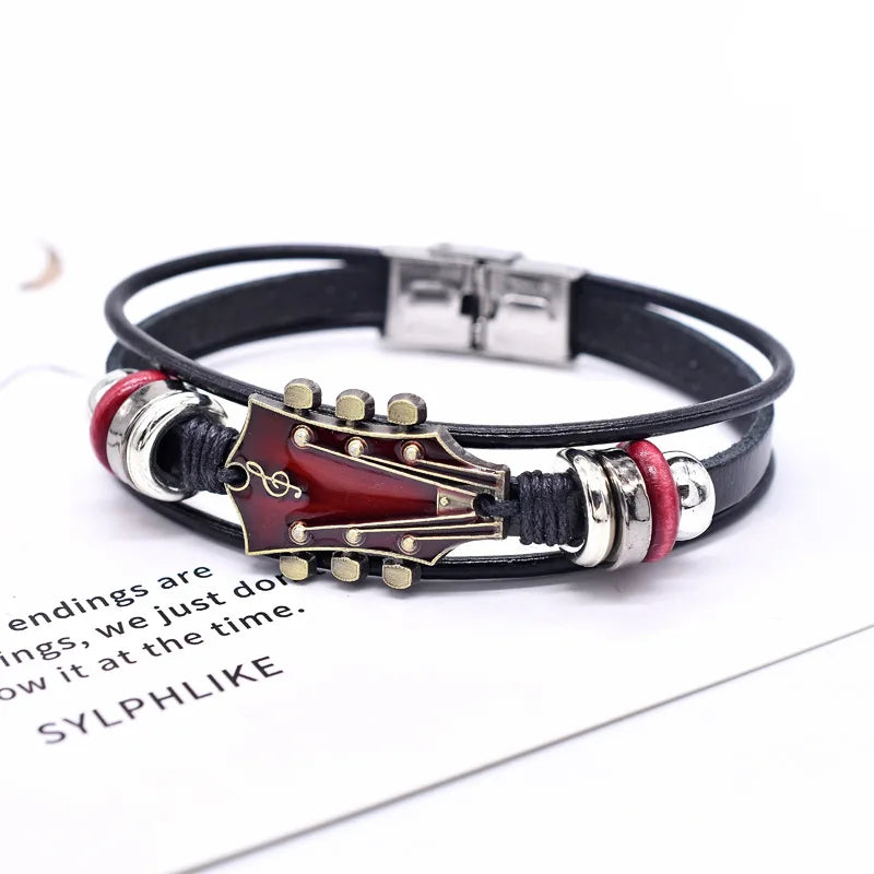 MaisonVerde® Men's Braided Leather Bracelet – Flag-Inspired Design, Zinc Alloy Clasp | 20.5cm Trendy Fashion Bangle for Daily Wear