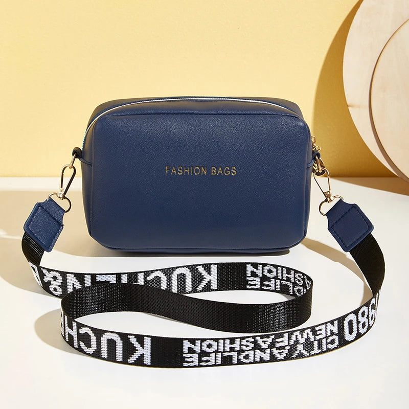 MaisonVerde® Mini Square Crossbody Bag – PU Leather Shoulder Bag with Letter Strap | Soft Fashion Handbag for Women