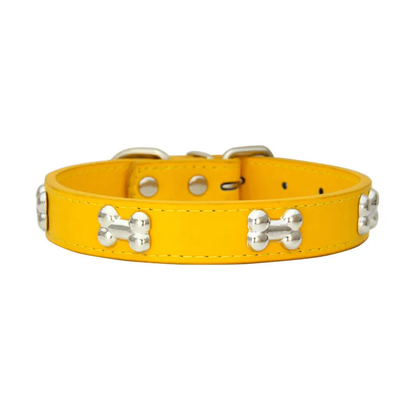 Bone Leather Durable Pet Dog Collar – Adjustable, Stylish & Comfortable for Small to Large Dogs