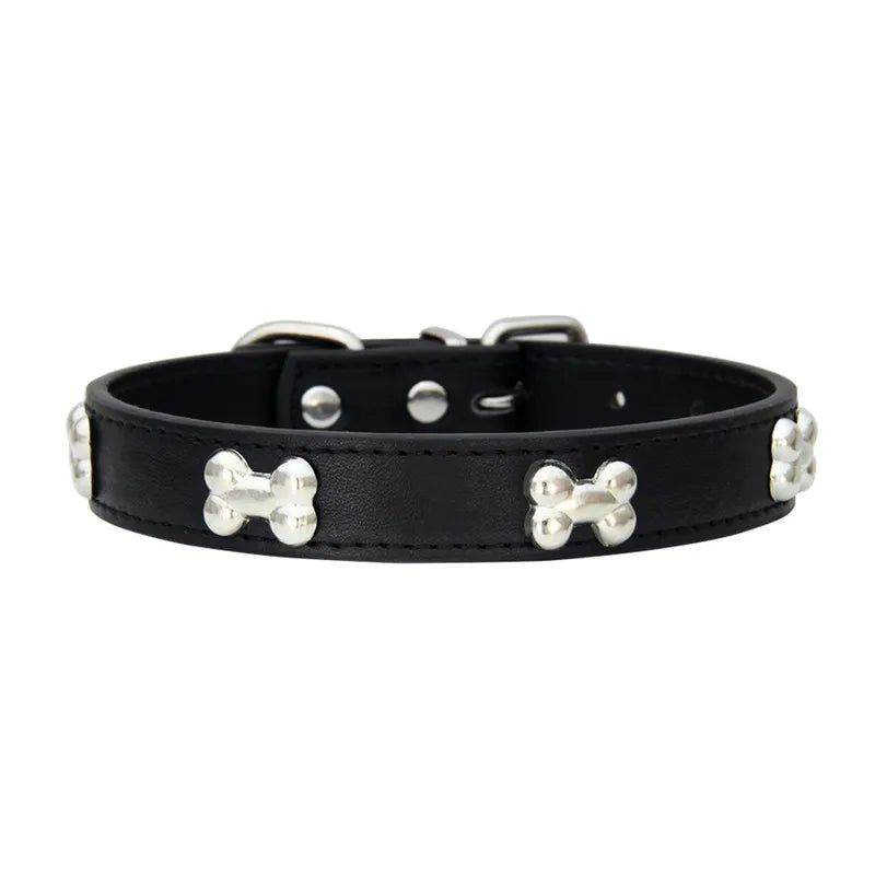 Bone Leather Durable Pet Dog Collar – Adjustable, Stylish & Comfortable for Small to Large Dogs