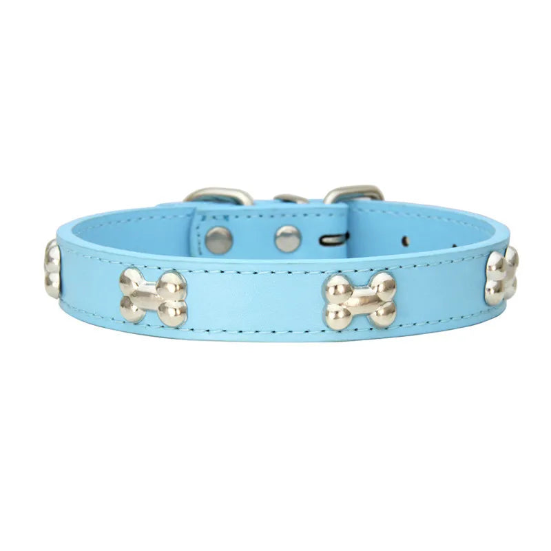 Bone Leather Durable Pet Dog Collar – Adjustable, Stylish & Comfortable for Small to Large Dogs