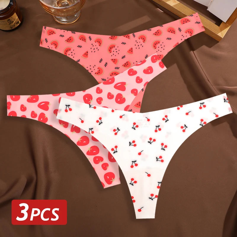 MaisonVerde® 3-Pack Ice Silk G-String Panties – Seamless Low-Rise Thongs for Women | Leopard & Butterfly Print Breathable Lingerie