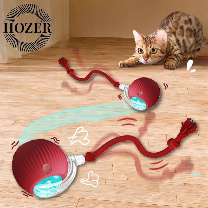 SmartPounce™ Interactive Cat Ball – Rechargeable, Auto-Rolling, Faux Tail, Silent, Silicone | MaisonVerde