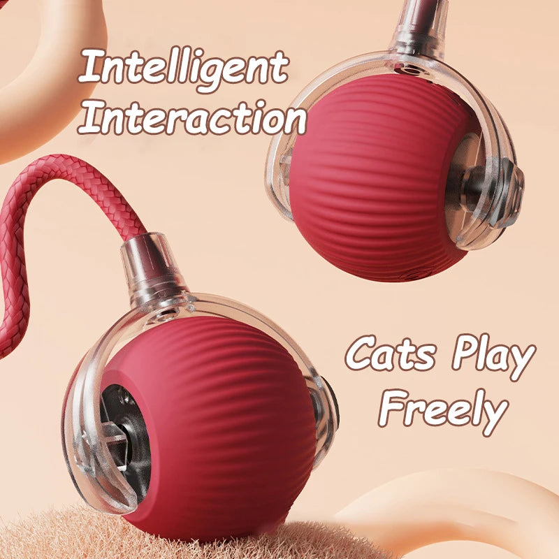 SmartPounce™ Interactive Cat Ball – Rechargeable, Auto-Rolling, Faux Tail, Silent, Silicone | MaisonVerde