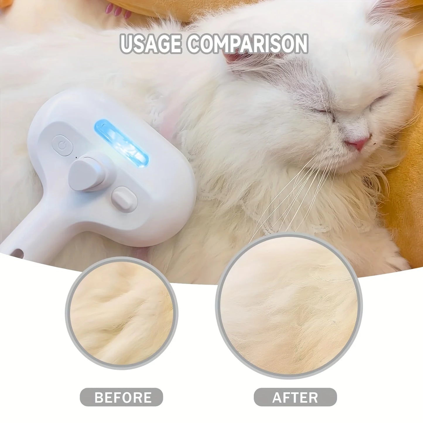 MaisonVerde® Pet Dematting Spray Comb – Self-Cleaning Hair Remover Brush with Built-In Mist Humidifier for Cats & Dogs