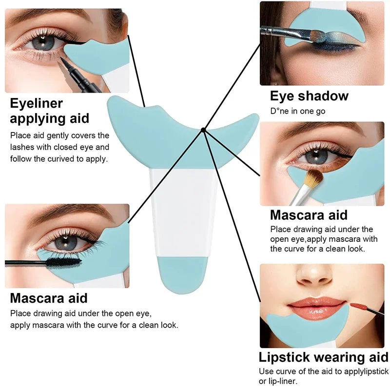Silicone Eyeliner & Makeup Stencil – Wing Tips, Mascara, Lipstick & Face Mask Applicator Tool