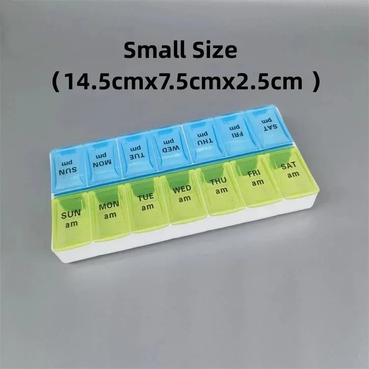 MaisonVerde® Weekly Travel Pill Organizer – 7-Day Compact Pill Box with 14 Compartments | AM/PM Storage for Vitamins, Tablets & Fish Oils