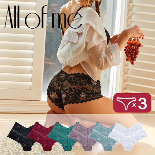 MaisonVerde® 3-Pack Seamless Lace Briefs for Women – Floral Edge Low-Rise Panties | Soft, Seductive, Everyday Comfort Underwear