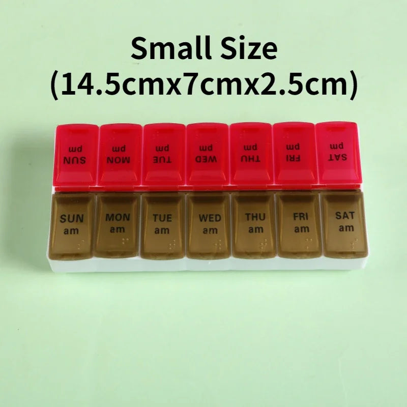 MaisonVerde® Weekly Travel Pill Organizer – 7-Day Compact Pill Box with 14 Compartments | AM/PM Storage for Vitamins, Tablets & Fish Oils