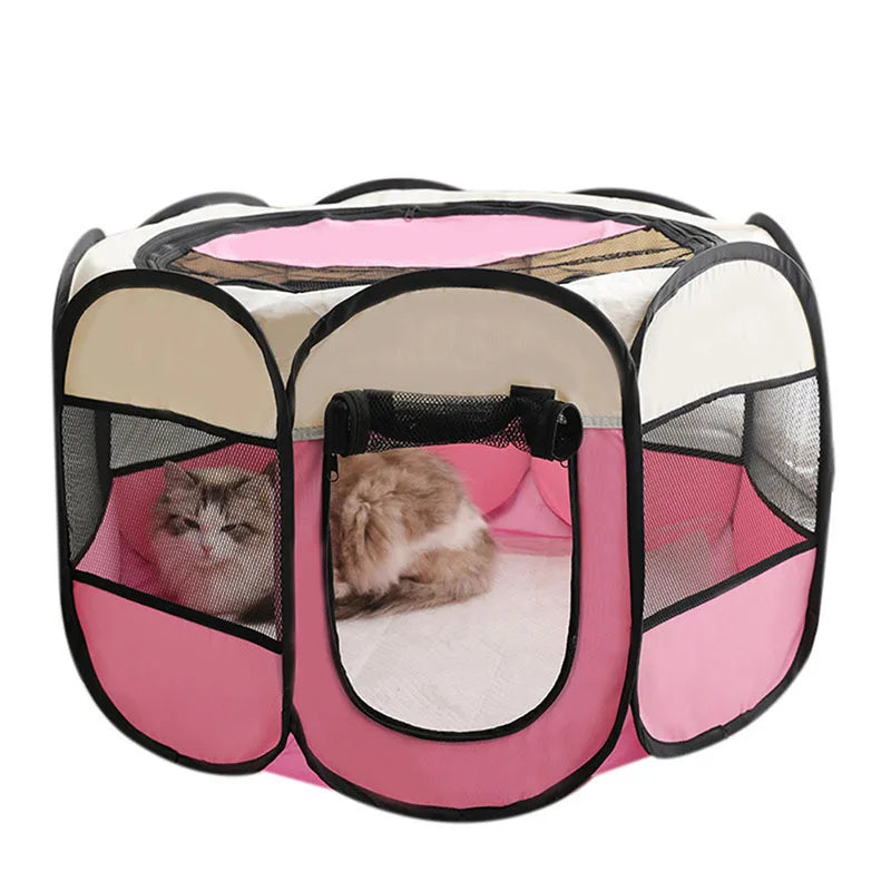 Foldable Pet Playpen & Nest – Octagonal Cat & Dog Tent for Indoor/Outdoor Use