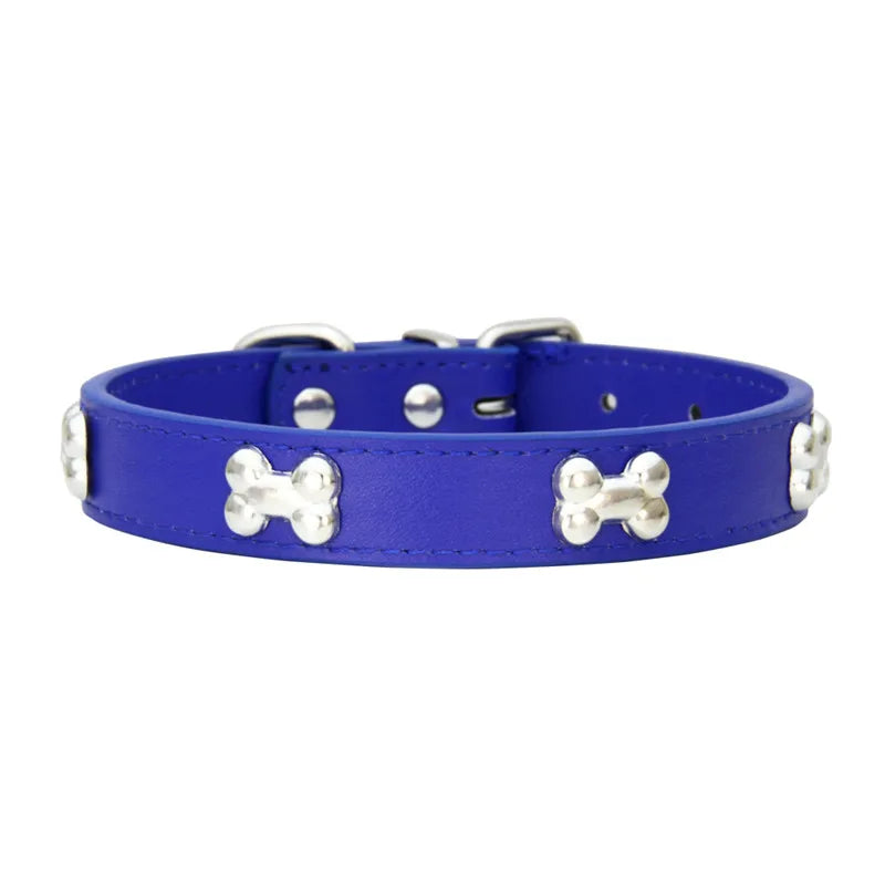 Bone Leather Durable Pet Dog Collar – Adjustable, Stylish & Comfortable for Small to Large Dogs