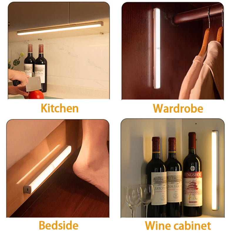 MaisonVerde® Rechargeable LED Motion Sensor Light – Wireless Night Light for Wardrobes, Stairs, Kitchen | Type-C Charging, 3-Mode Backlight