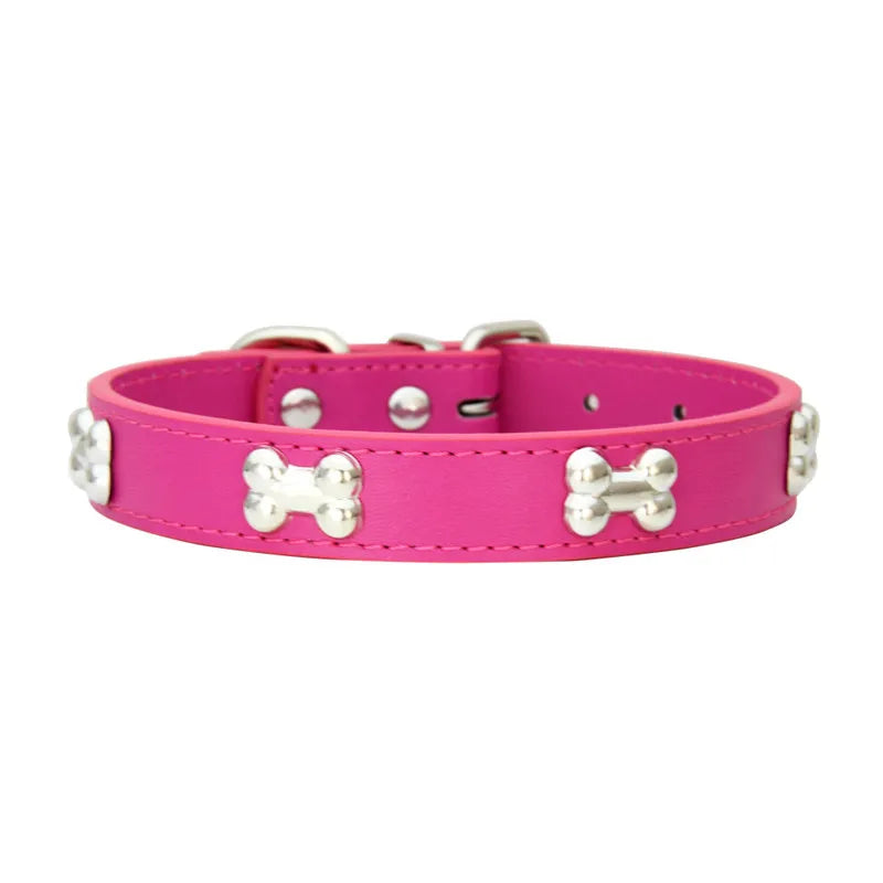 Bone Leather Durable Pet Dog Collar – Adjustable, Stylish & Comfortable for Small to Large Dogs