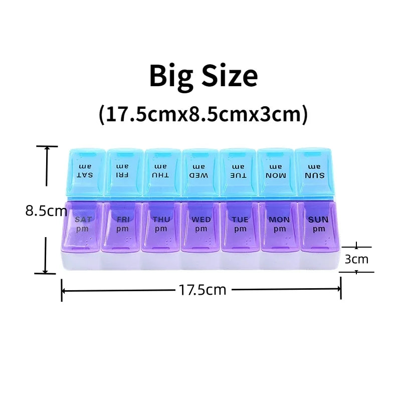 MaisonVerde® Weekly Travel Pill Organizer – 7-Day Compact Pill Box with 14 Compartments | AM/PM Storage for Vitamins, Tablets & Fish Oils