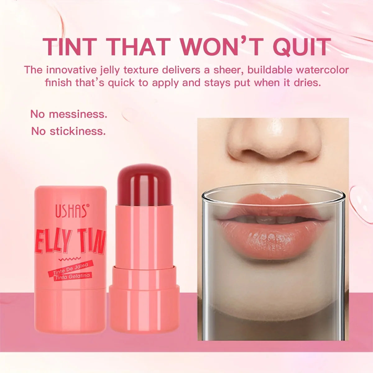4 Colours Jelly Blush Stick – 3‑in‑1 Matte Blush, Lip Balm & Eyeshadow