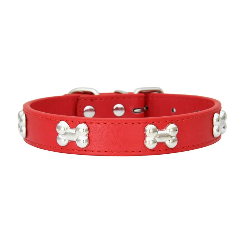 Bone Leather Durable Pet Dog Collar – Adjustable, Stylish & Comfortable for Small to Large Dogs