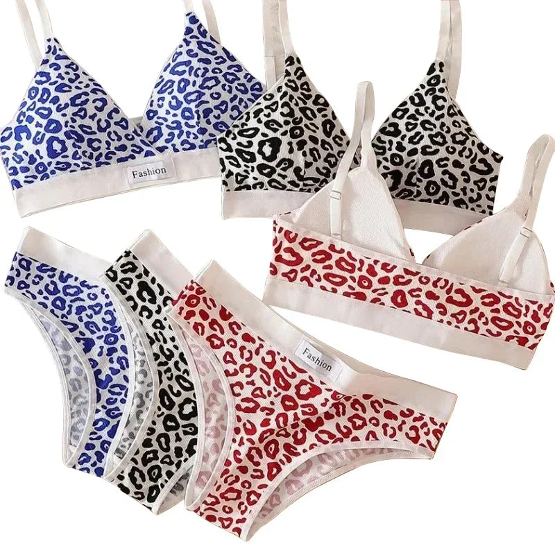 MaisonVerde® Leopard Print Seamless Bra & Brief Set – Wireless Summer Lingerie with Adjustable Straps | Sexy Traceless Comfort