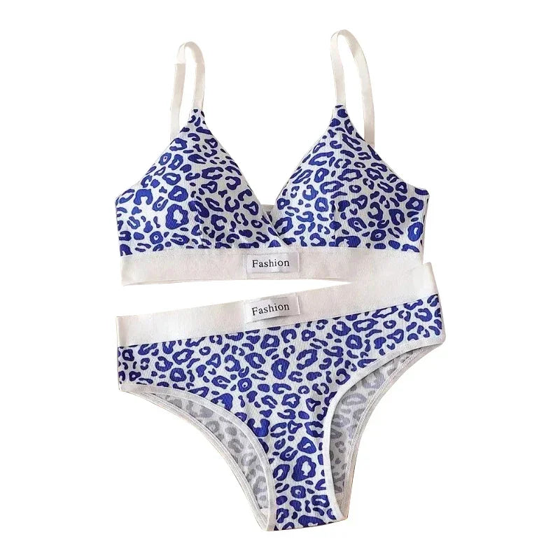 MaisonVerde® Leopard Print Seamless Bra & Brief Set – Wireless Summer Lingerie with Adjustable Straps | Sexy Traceless Comfort