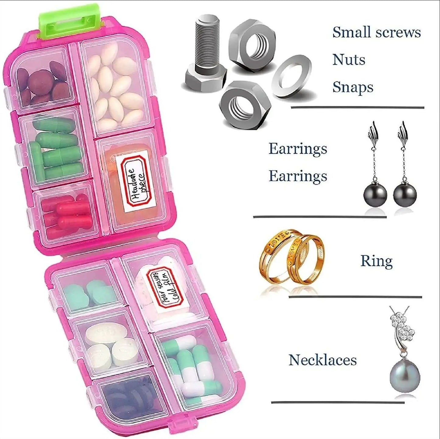MaisonVerde® Travel Pill Organizer – Portable Moisture-Proof Medicine & Vitamin Box | 4–12 Compartments for Daily Use or Travel