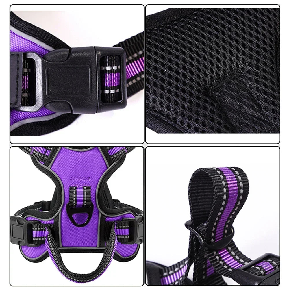 Adjustable Nylon Dog Harness Vest – Reflective, Breathable & No‑Pull Design for Small to Large Dogs