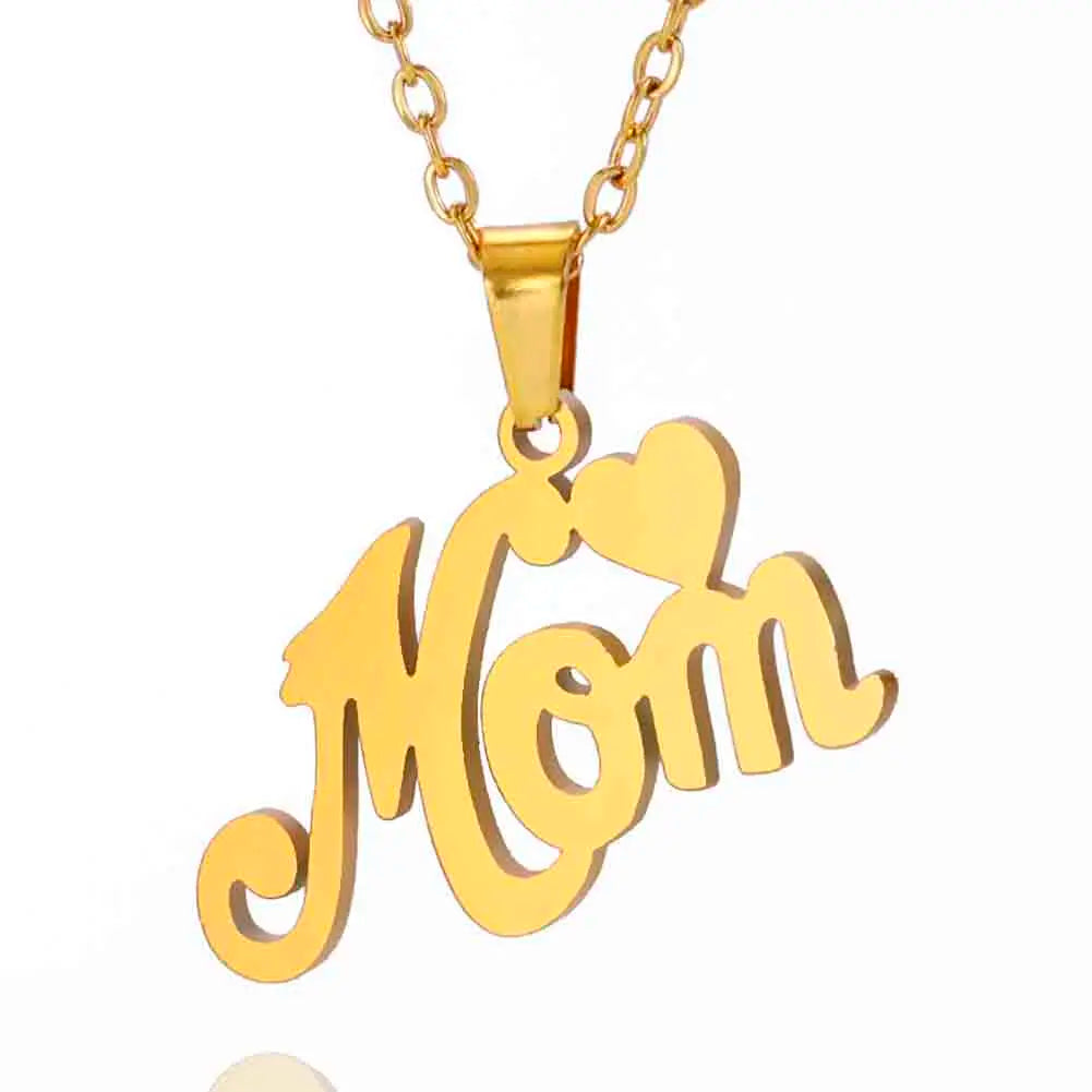 MaisonVerde® "Mama" Heart Pendant Necklace – Stainless Steel Love Letter Jewelry Gift for Women | Elegant Mother’s Day Necklace