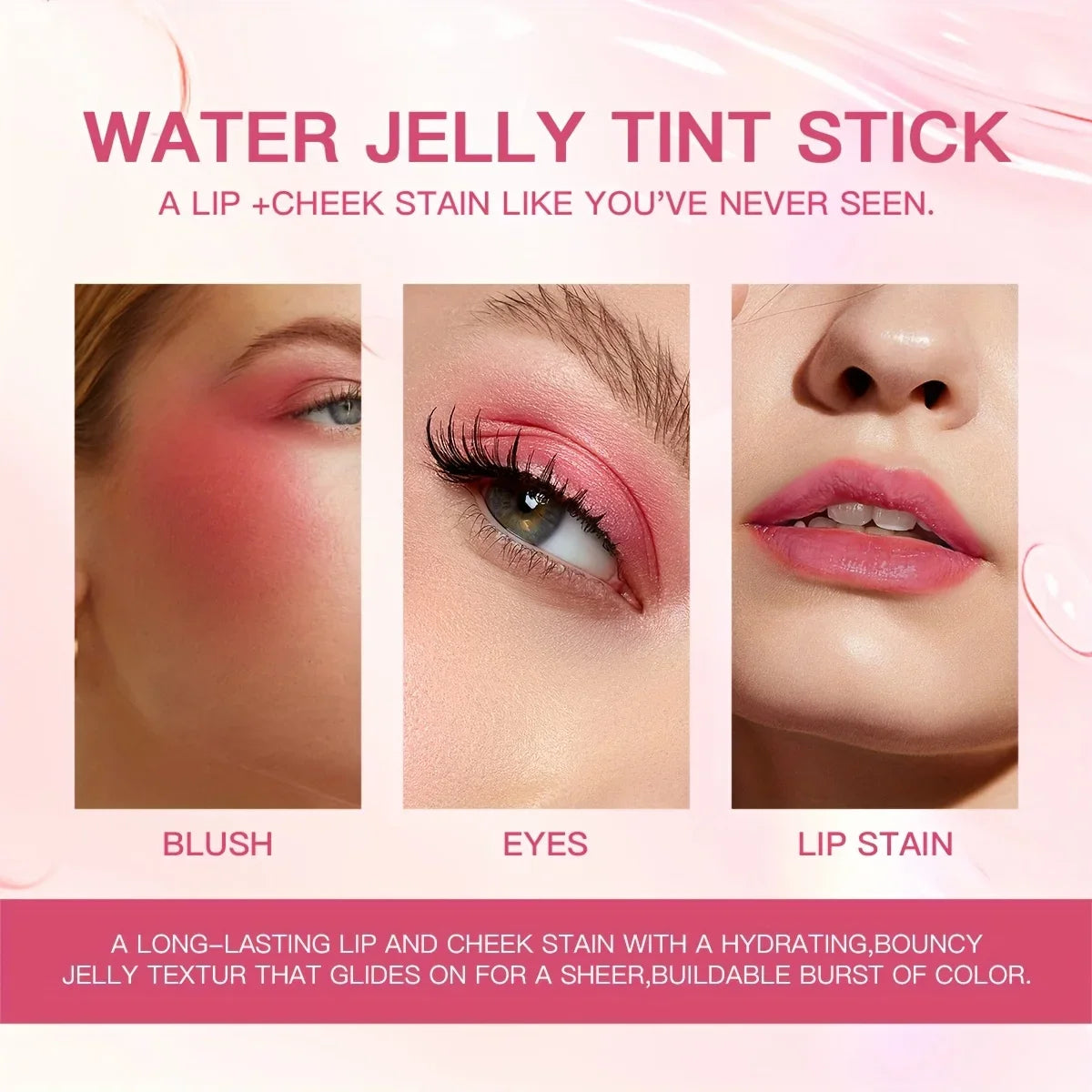 4 Colours Jelly Blush Stick – 3‑in‑1 Matte Blush, Lip Balm & Eyeshadow
