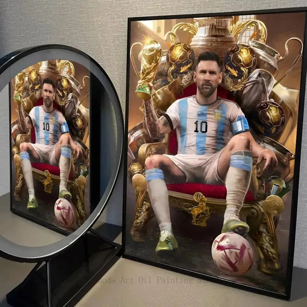 Football Star Canvas Poster – Messi Wall Art Self‑Adhesive Waterproof Print for Home, Bar & Café Decor