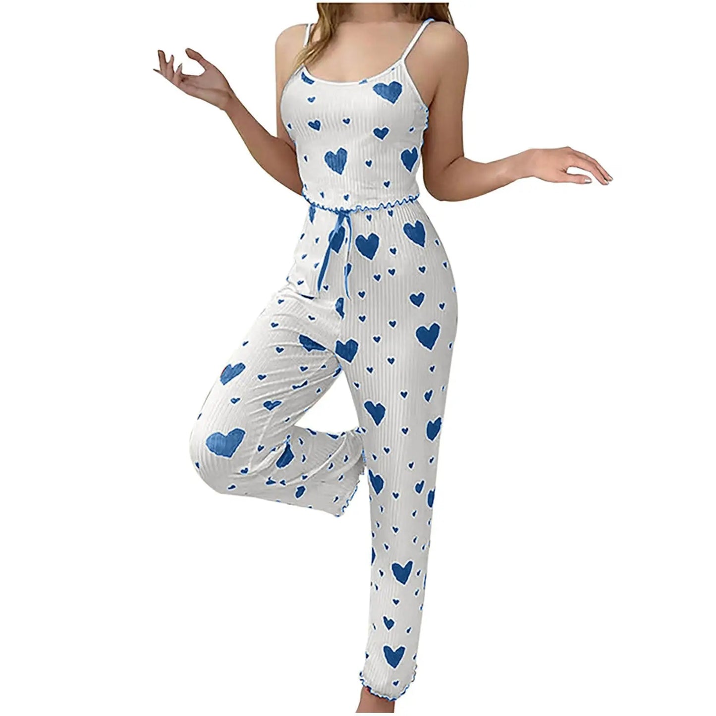 MaisonVerde® Plus Size Women’s Pajama Set – 2-Piece Sleeveless Vest & Trousers | Soft Breathable Love Print Loungewear