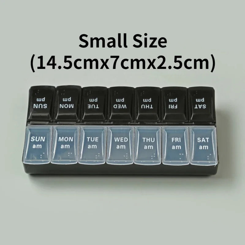MaisonVerde® Weekly Travel Pill Organizer – 7-Day Compact Pill Box with 14 Compartments | AM/PM Storage for Vitamins, Tablets & Fish Oils