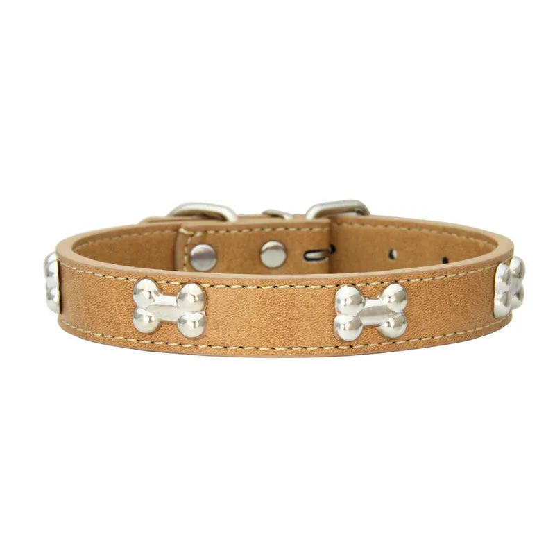 Bone Leather Durable Pet Dog Collar – Adjustable, Stylish & Comfortable for Small to Large Dogs