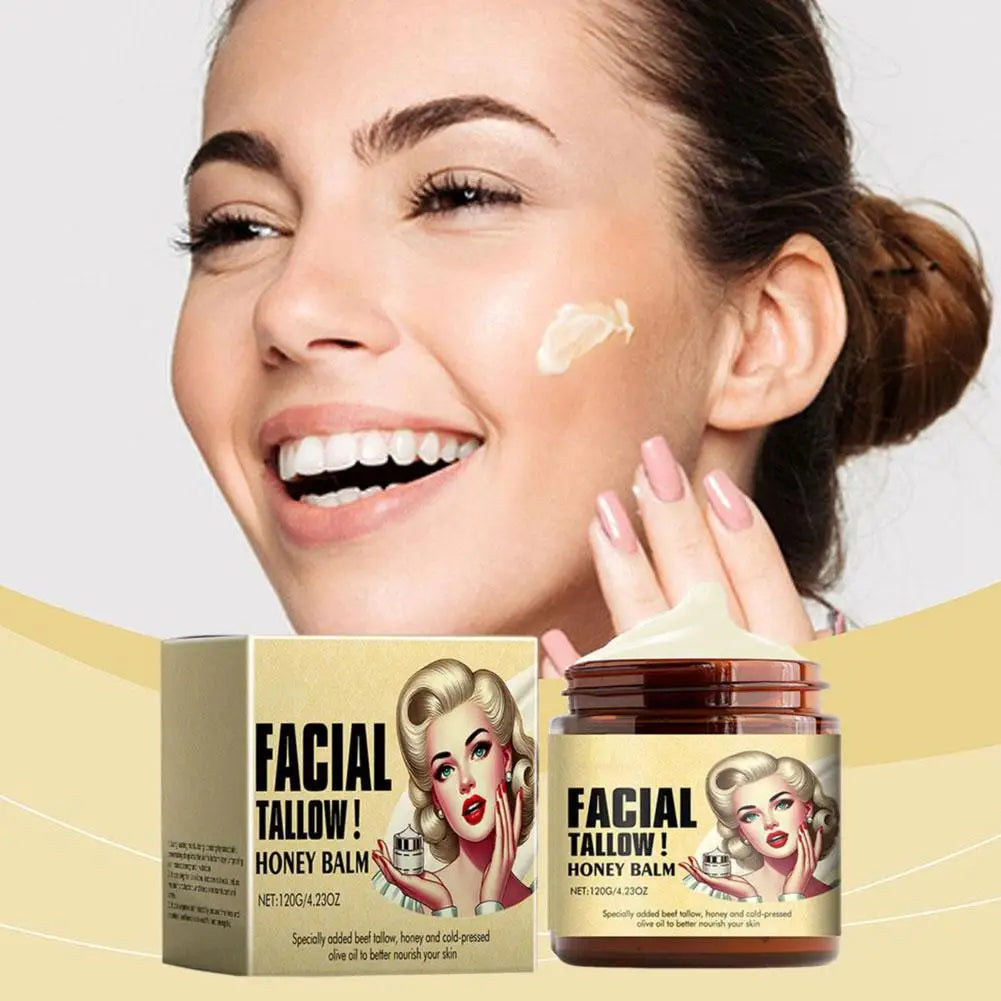 Whipped Beef Tallow And Honey Balm Moisturizing Beef Tallow Face Cream Body Lotion Grass Fed Grass Finished Face Cream Care 120g/25g