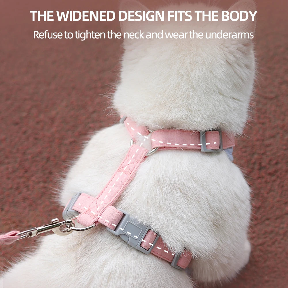 MaisonVerde® Breathable Pet Harness & Leash Set – Adjustable Outdoor Walking Kit for Cats & Small Dogs | Soft Padded & Feather Decor Design
