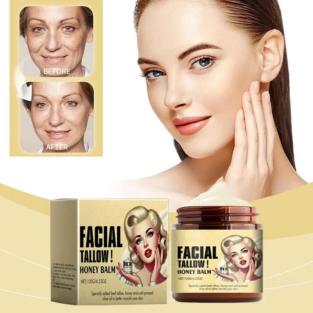 Whipped Beef Tallow And Honey Balm Moisturizing Beef Tallow Face Cream Body Lotion Grass Fed Grass Finished Face Cream Care 120g/25g
