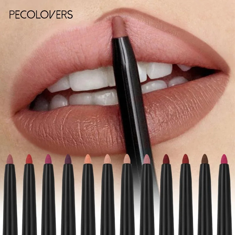 Waterproof Matte Lipliner Pencil – Long‑Lasting, Non‑Stick & Moisturising (12 Colours)