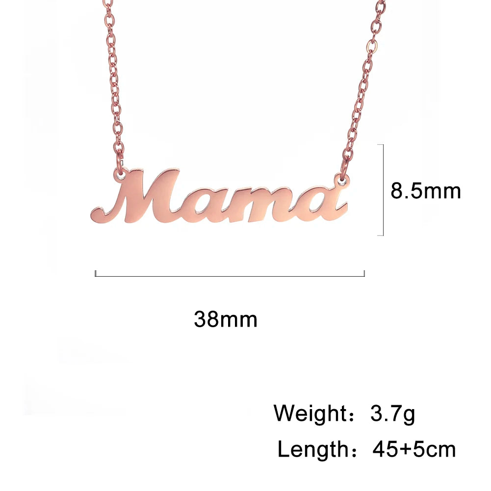 MaisonVerde® "Mama" Heart Pendant Necklace – Stainless Steel Love Letter Jewelry Gift for Women | Elegant Mother’s Day Necklace