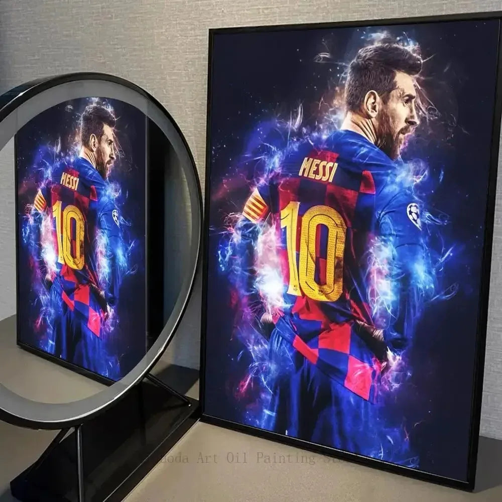 Football Star Canvas Poster – Messi Wall Art Self‑Adhesive Waterproof Print for Home, Bar & Café Decor