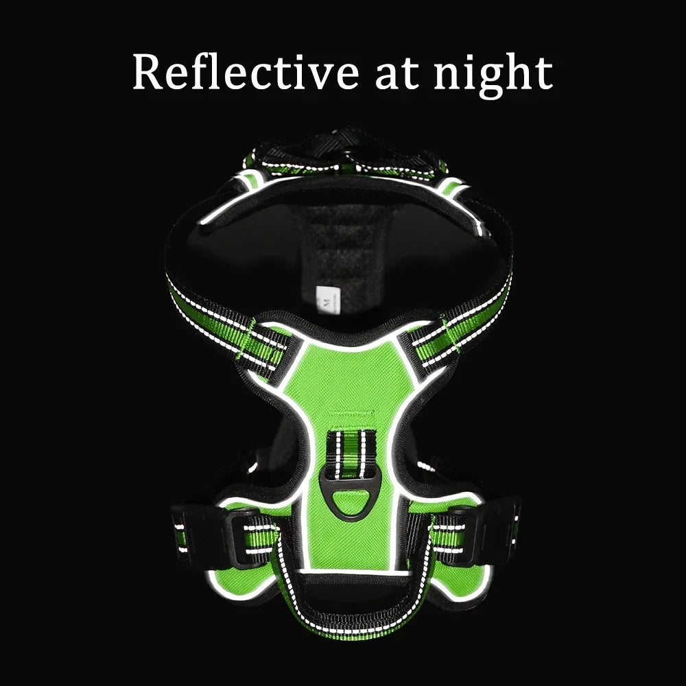 Adjustable Nylon Dog Harness Vest – Reflective, Breathable & No‑Pull Design for Small to Large Dogs
