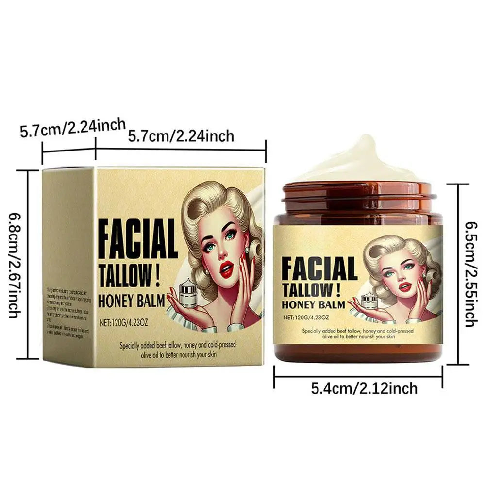 Whipped Beef Tallow And Honey Balm Moisturizing Beef Tallow Face Cream Body Lotion Grass Fed Grass Finished Face Cream Care 120g/25g