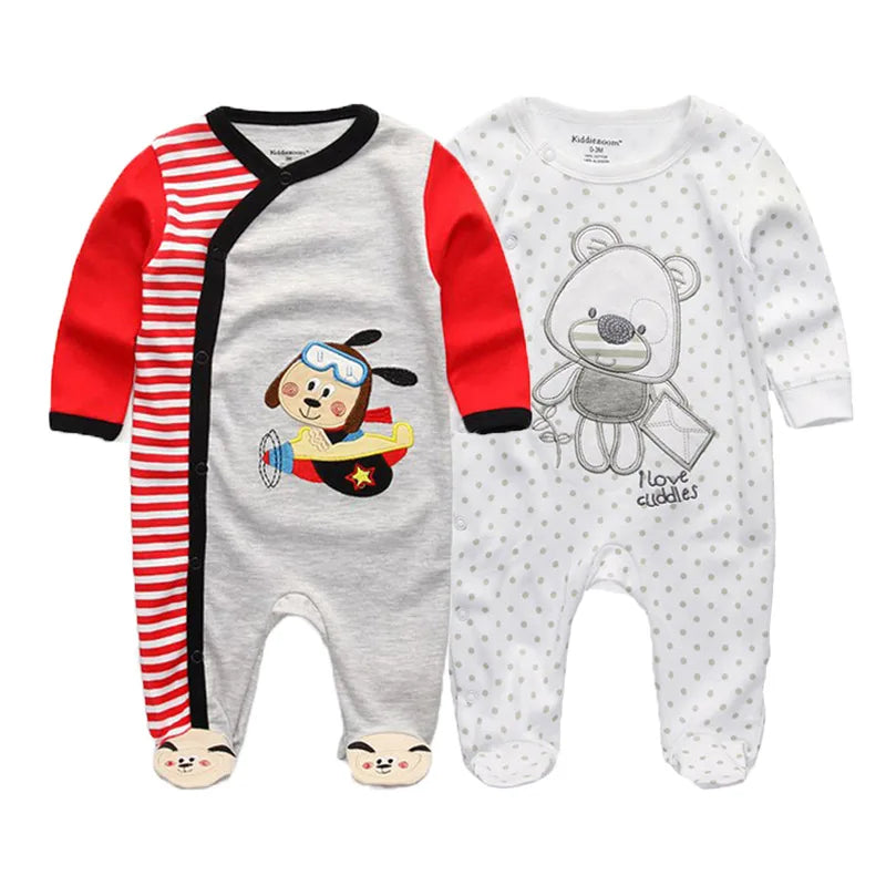MaisonVerde® Kiddiezoom 2-Piece Baby Romper Set – 100% Cotton Long Sleeve Jumpsuit (0–12 Months)