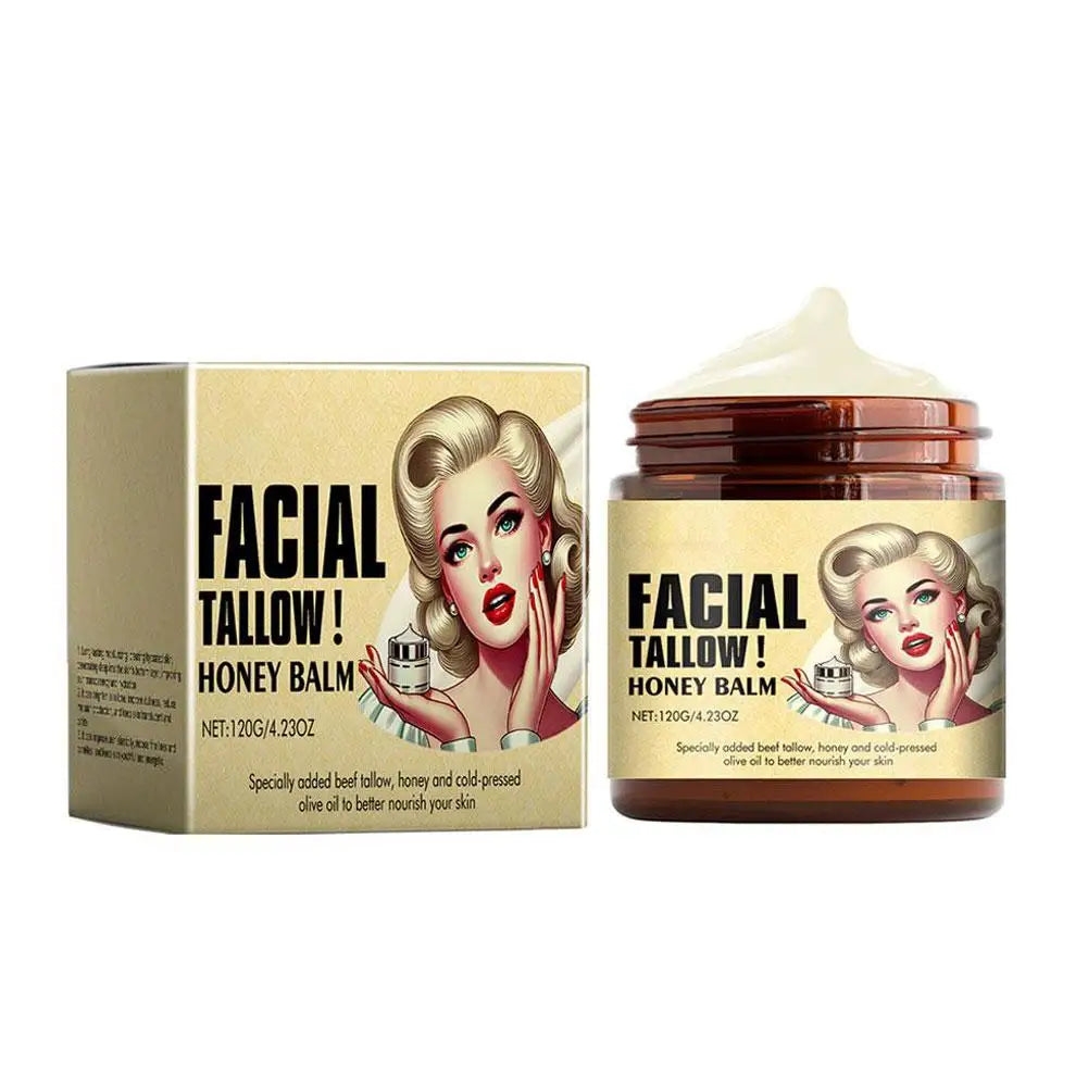 Whipped Beef Tallow And Honey Balm Moisturizing Beef Tallow Face Cream Body Lotion Grass Fed Grass Finished Face Cream Care 120g/25g
