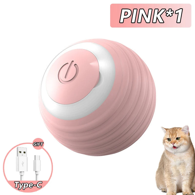 SmartPounce™ Interactive Cat Ball – Rechargeable, Auto-Rolling, Faux Tail, Silent, Silicone | MaisonVerde