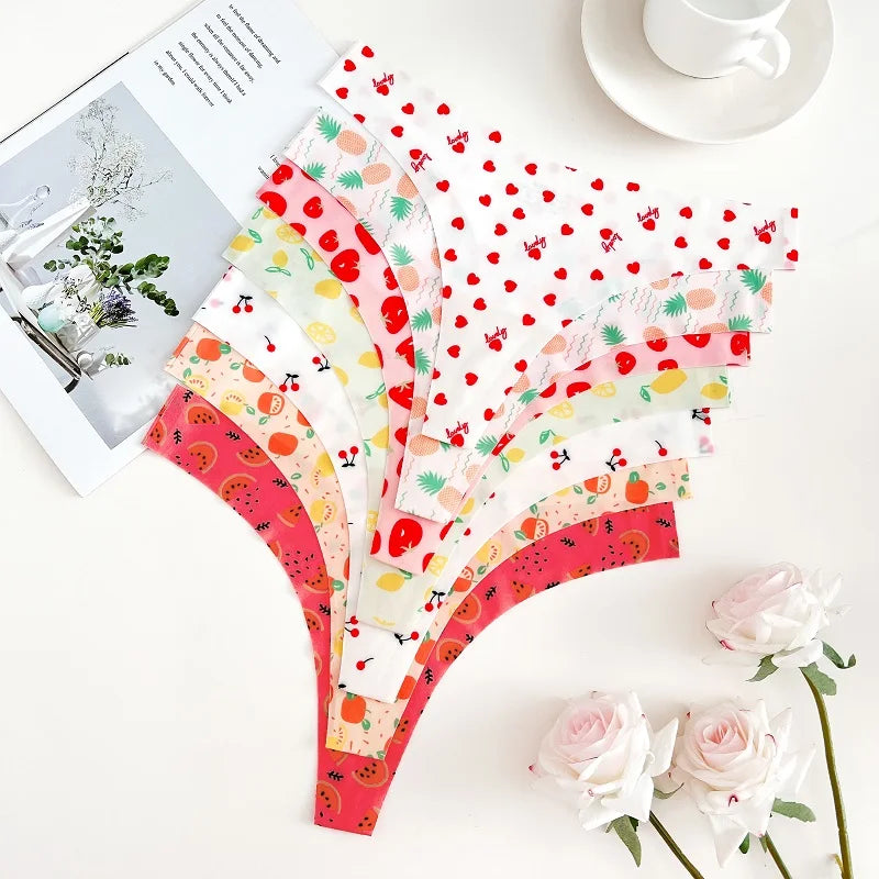 MaisonVerde® 3-Pack Ice Silk G-String Panties – Seamless Low-Rise Thongs for Women | Leopard & Butterfly Print Breathable Lingerie