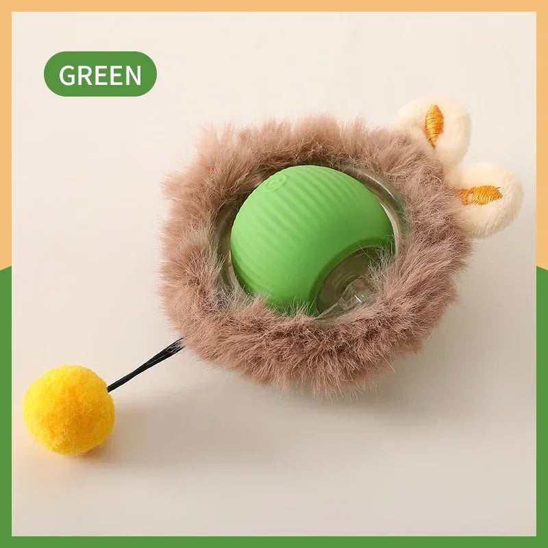 SmartPounce™ Interactive Cat Ball – Rechargeable, Auto-Rolling, Faux Tail, Silent, Silicone | MaisonVerde