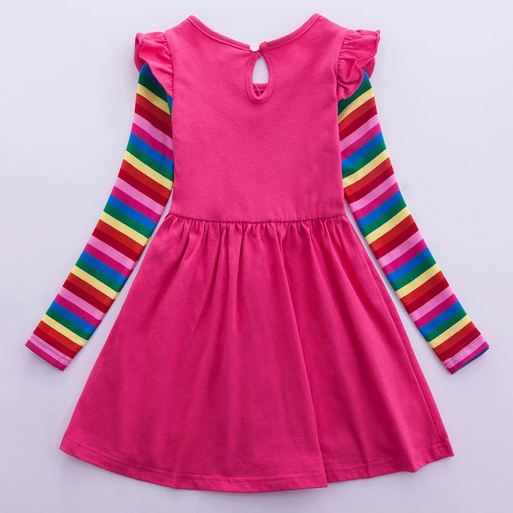 Girls' Long Sleeve Unicorn Dress – Embroidered Rainbow Pocket Dress for Autumn | Ages 2–12 | Maison Verde